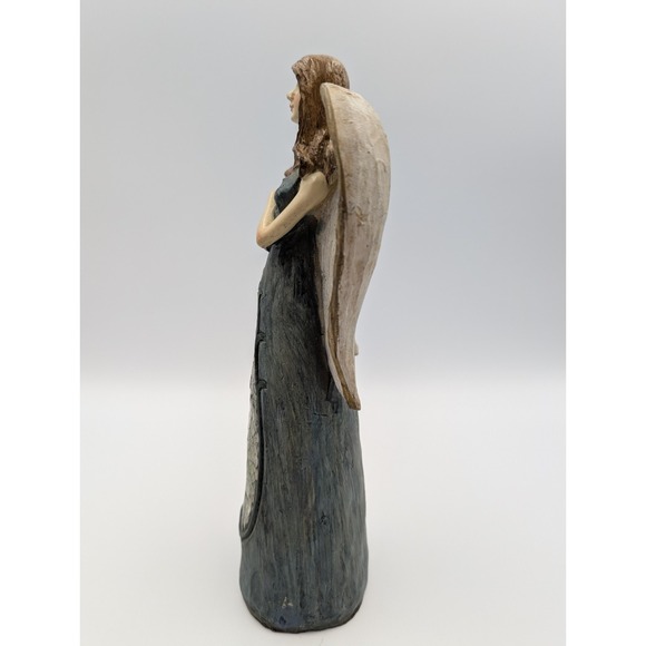 Christmas Holiday Angel Holding Star Blue Resin Mosaic Stained Glass Home Decor - Picture 4 of 16